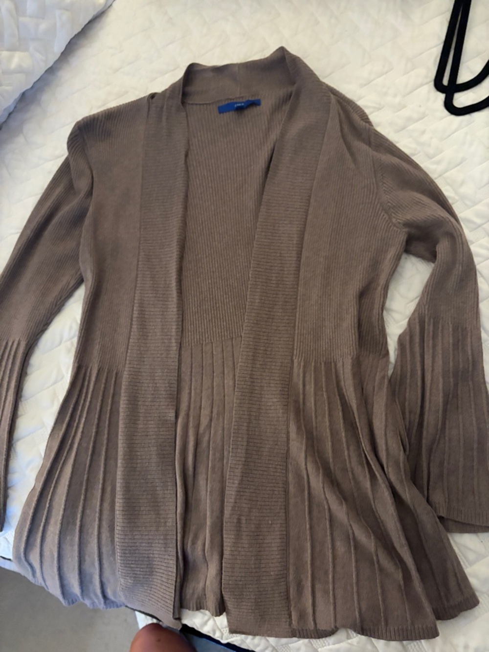 Apt. 9 Taupe Pleated Open-Front Cardigan